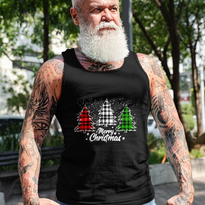 Merry Christmas Tree Xmas Buffalo Plaid Red White Green T-Shirt - Christmas Unisex T-Shirt/Hoodie/Sweatshirt - HNDS00