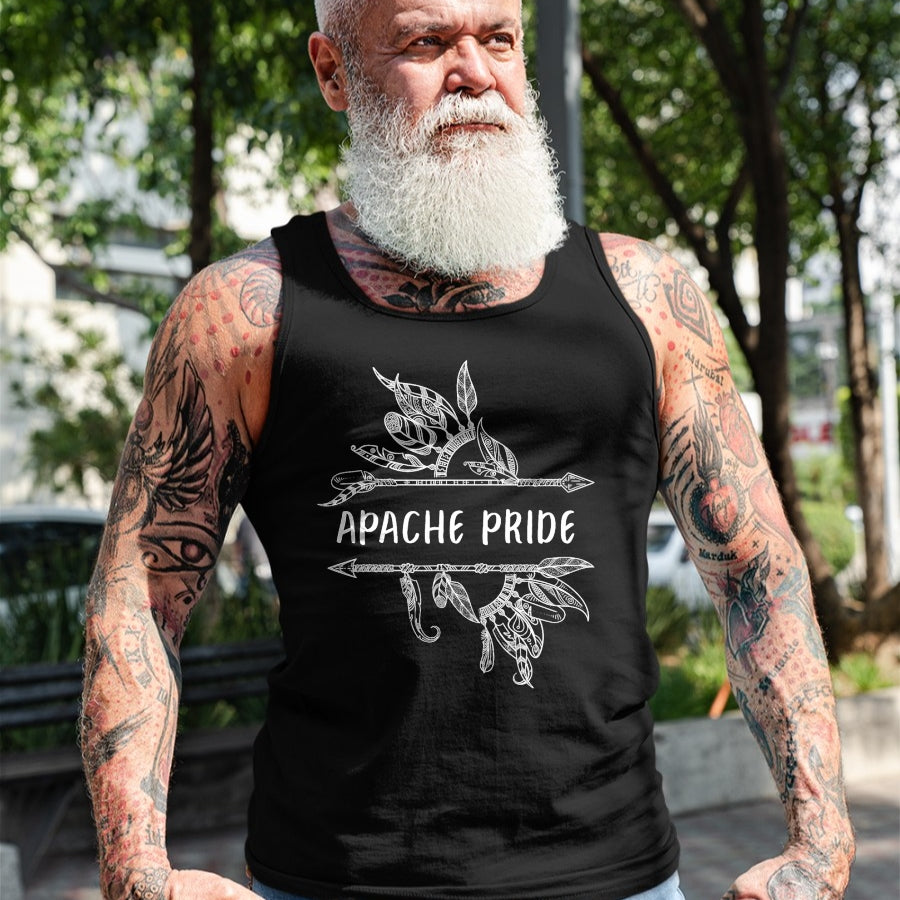 Native American T-Shirts, Vintage Native American Unisex T-Shirt/Hoodie/Sweatshirt HLT00 - American Flag - Apache Pride Indian Native American Roots T-Shirt (1)