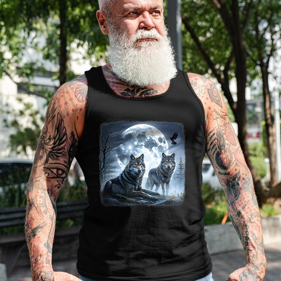 Native American T-Shirts, Vintage Native American Unisex T-Shirt/Hoodie/Sweatshirt HLT00 - Mystical Wolves Native American Full Moon Mountain 0CAS09 T-Shirt