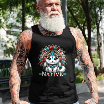 Native American T-Shirts, Vintage Native American Unisex T-Shirt/Hoodie/Sweatshirt HLT00 - Native American Day Cute American Native Indian Kawaii Cat T-Shirt (1)
