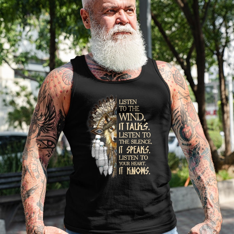 Native American T-Shirts, Vintage Native American Unisex T-Shirt/Hoodie/Sweatshirt HLT00 - Listen to the wind Eagle native american T-Shirt