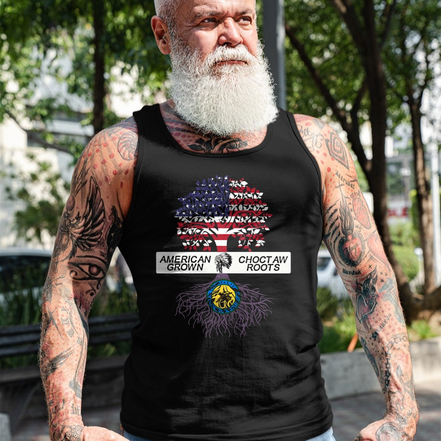Native American T-Shirts, Vintage Native American Unisex T-Shirt/Hoodie/Sweatshirt HLT00 - American Flag - American Grown with Choctaw Roots Native American Pride Tree T-Shirt (1)