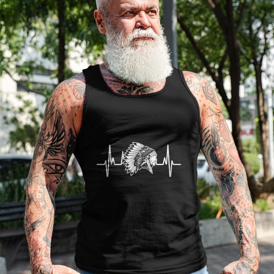 Native American T-Shirts, Vintage Native American Unisex T-Shirt/Hoodie/Sweatshirt HLT00 - Native American Roots Headdress Heartbeat Native American T-Shirt (1)