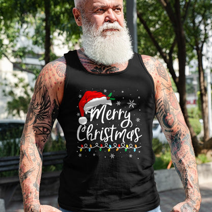Merry Christmas Lights Santa Hat Xmas Family Matching Pajama T-Shirt - Christmas Unisex T-Shirt/Hoodie/Sweatshirt - HNDS00