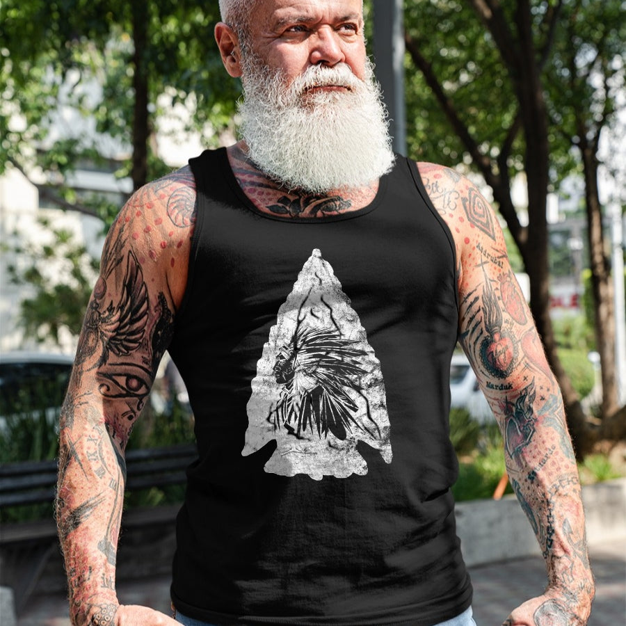 Native American T-Shirts, Vintage Native American Unisex T-Shirt/Hoodie/Sweatshirt HLT00 - American Flag - Arrowhead Hunter Indian Chief Relic Hunting Native American T-Shirt (1)