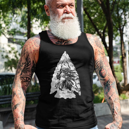 Native American T-Shirts, Vintage Native American Unisex T-Shirt/Hoodie/Sweatshirt HLT00 - American Flag - Arrowhead Hunter Indian Chief Relic Hunting Native American T-Shirt (1)
