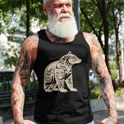 Native American T-Shirts, Vintage Native American Unisex T-Shirt/Hoodie/Sweatshirt HLT00 - American Flag - Bear Native Formline Art Salish Haida Tlingit Pacific Animal T-Shirt (1)