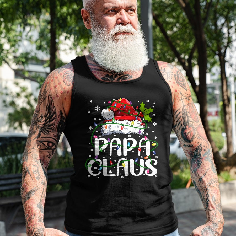 Papa Claus Christmas Lights Pajama Family Matching T-Shirt - Christmas Unisex T-Shirt/Hoodie/Sweatshirt - HNDS00
