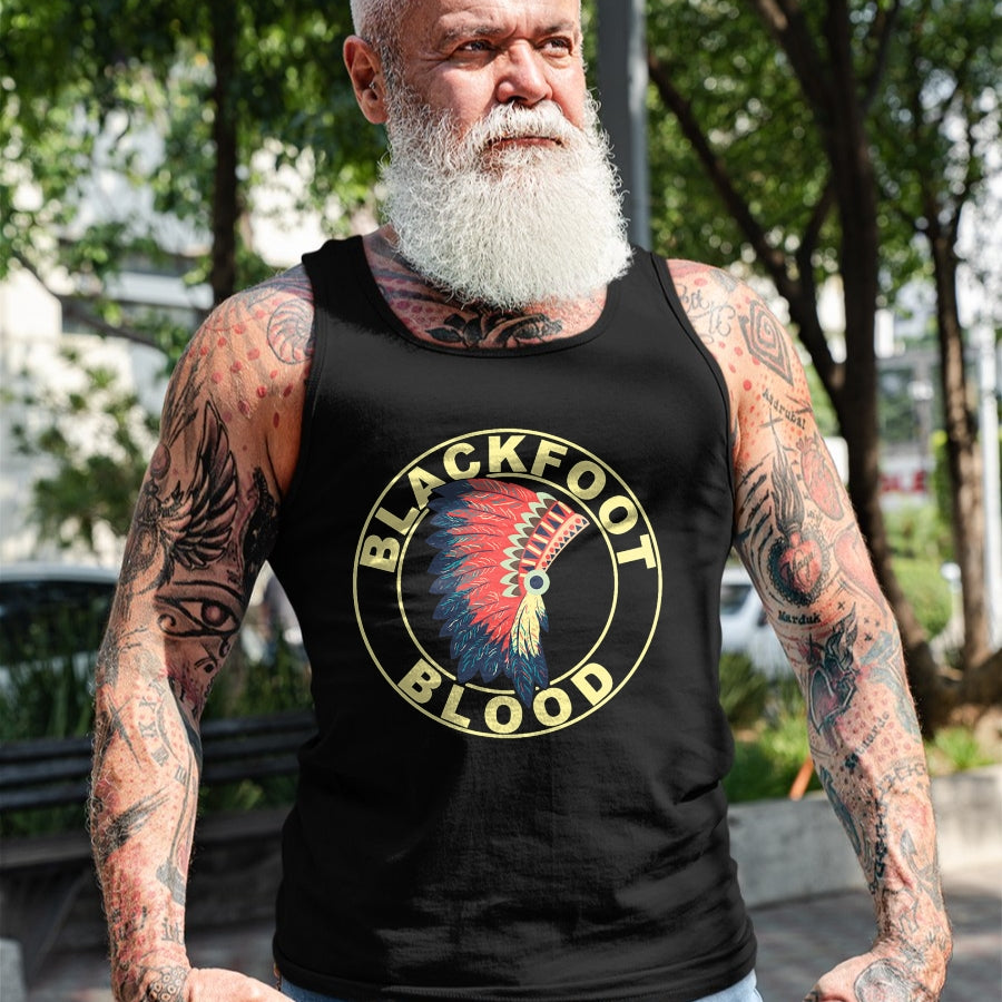 Native American T-Shirts, Vintage Native American Unisex T-Shirt/Hoodie/Sweatshirt HLT00 - American Flag - Blackfoot Blood Native American Headdress Blackfoot Tribe T-Shirt