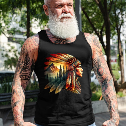 Native American T-Shirts, Vintage Native American Unisex T-Shirt/Hoodie/Sweatshirt HLT00 - Retro Native American Indian Headdress Vintage Men Graphic T-Shirt (1)