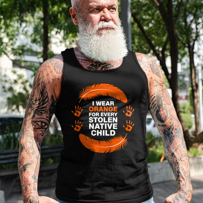 Native American T-Shirts, Vintage Native American Unisex T-Shirt/Hoodie/Sweatshirt HLT00 - American Flag - American I Wear Orange For Every Native Child Indian Pride T-Shirt