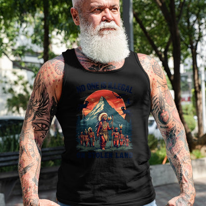 Native American T-Shirts, Vintage Native American Unisex T-Shirt/Hoodie/Sweatshirt HLT00 - Native Americans No One Is Illegal on Stolen Land T-Shirt (1)