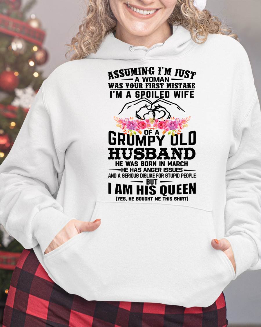 March - Spoiled Wife T-Shirt – Grumpy Old Husband Funny Tee - Perfect Gift From Husband - EBIL03 (SKU11-101-03)