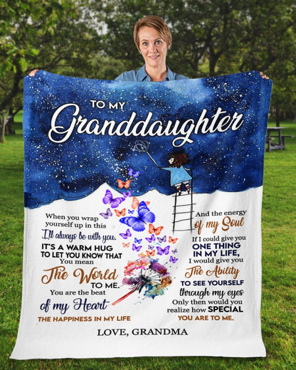 To my granddaughter - Gift for granddaughter Sherpa Fleece Blanket - from grandma
