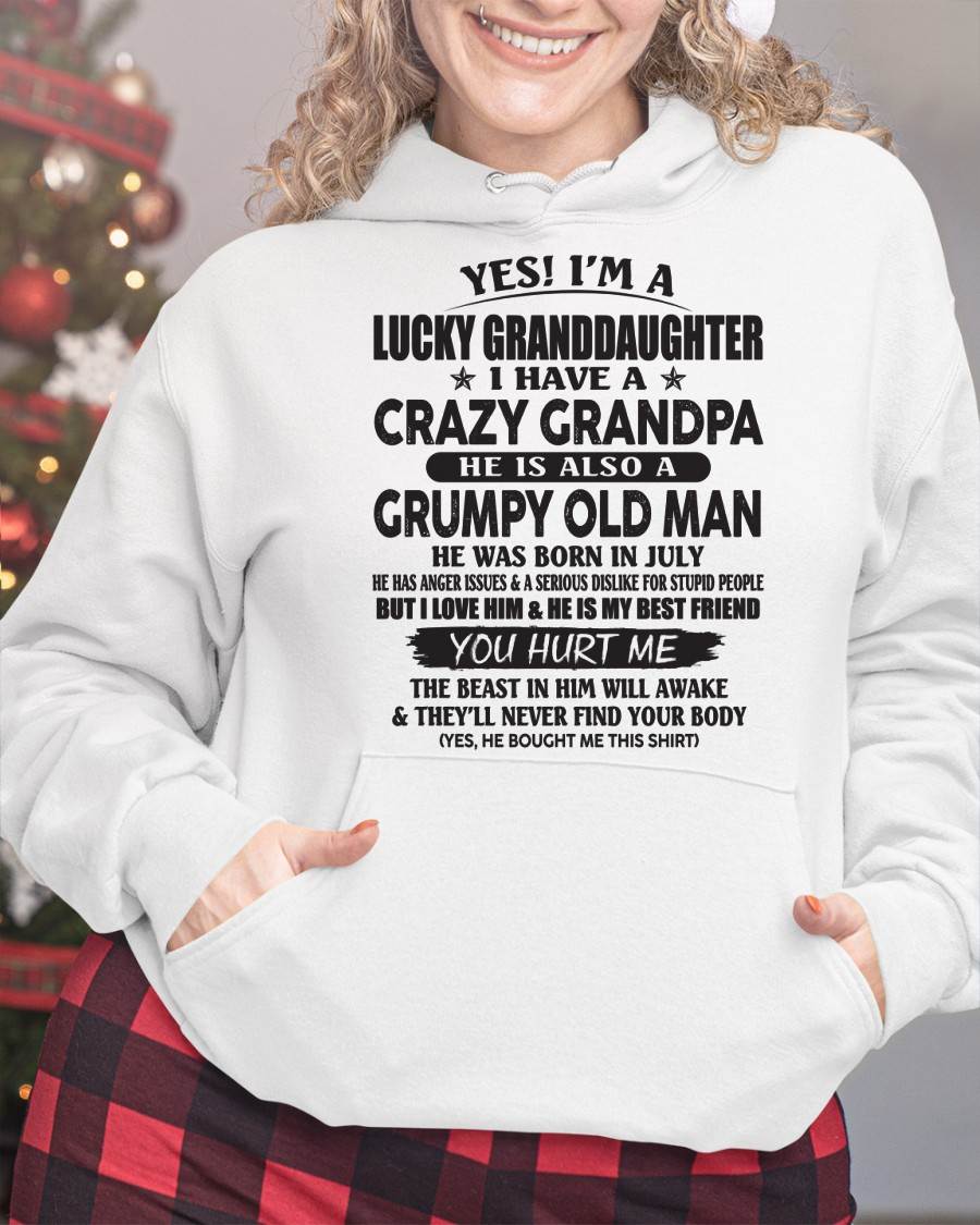 JULY - LUCKY GRANDDAUGHTER OF CRAZY GRANDPA - PERFECT GIFT FOR YOUR GRANDDAUGHTER FROM GRANDPA - DTSM07 (SKU10-150-07)