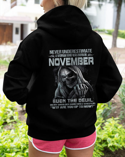 Never Underestimate A Woman Who Was Born In November – T-Shirt For Woman – DONN11 (SKU09-13-11)