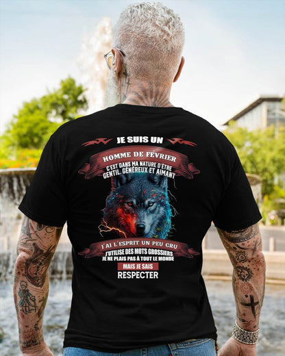 FÉVRIER -  JE SAIS RESPECTER – T-SHIRT D’ANNIVERSAIRE POUR HOMME - frEBIL02 (SKU12-266-02)