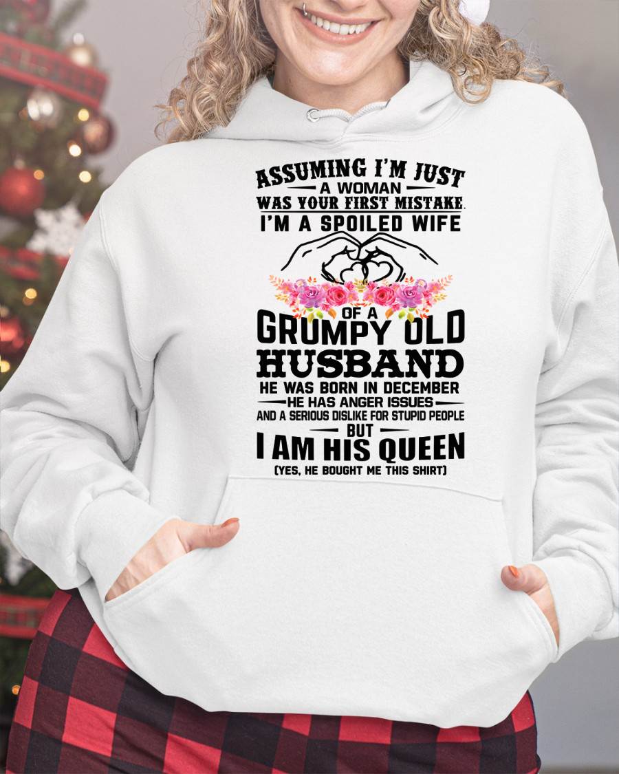 December - Spoiled Wife T-Shirt – Grumpy Old Husband Funny Tee - Perfect Gift From Husband - EBIL12 (SKU11-101-12)