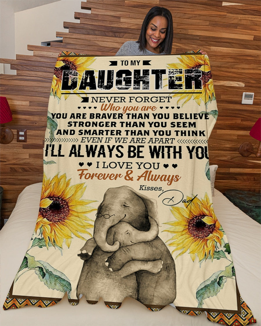 Elephant Blanket Love Your Dad Blanket - Gift For Daughter From Dad