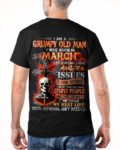 MARCH - GRUMPY OLD MAN T-SHIRT - FUNNY SKULL ANGER ISSUES TEE - PERFECT GIFT FOR MEN EBIL03 / male (SKU12-319-03)