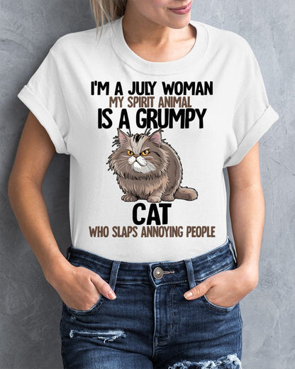 JULY - MY SPIRIT ANIMAL IS A GRUMPY CAT - BIRTHDAY SHIRT FOR WOMEN - EBIL07 (SKU12-278-07)