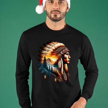 Native American T-Shirts, Vintage Native American Unisex T-Shirt/Hoodie/Sweatshirt HLT00 - American Flag - Cool Native American Indian Chief Men Women Native American T-Shirt (1)