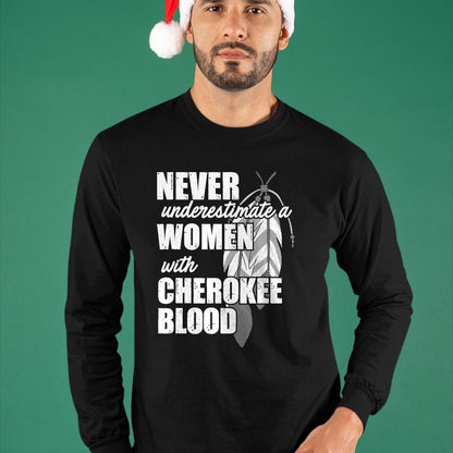 Native American T-Shirts, Vintage Native American Unisex T-Shirt/Hoodie/Sweatshirt HLT00 - American Flag - Cool Cherokee Blood Women Funny Native American Gift For Her T-Shirt (1)
