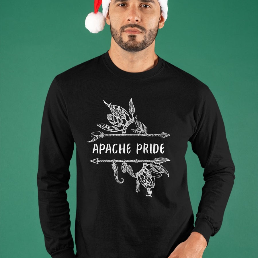 Native American T-Shirts, Vintage Native American Unisex T-Shirt/Hoodie/Sweatshirt HLT00 - American Flag - Apache Pride Indian Native American Roots T-Shirt (1)
