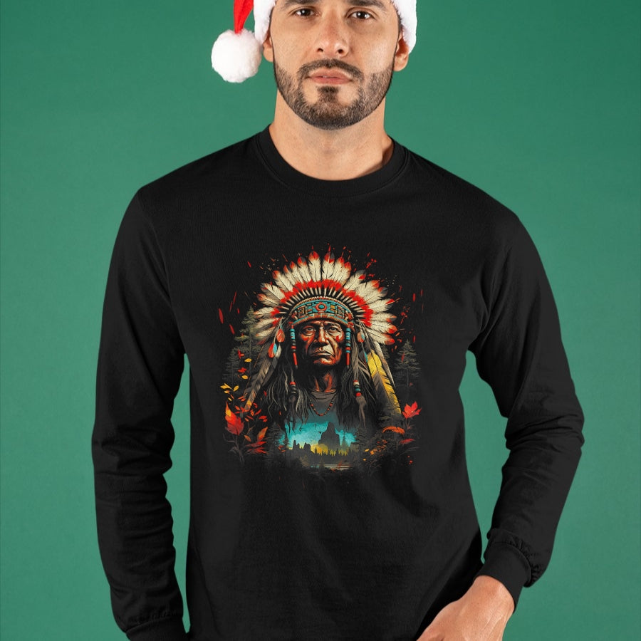 Native American T-Shirts, Vintage Native American Unisex T-Shirt/Hoodie/Sweatshirt HLT00 - Native American Chief Tribes Culture Sacred Sioux T-Shirt (1)