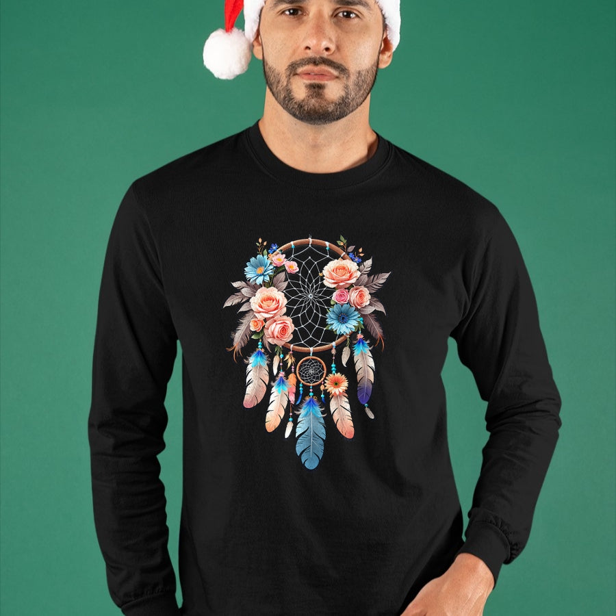Native American T-Shirts, Vintage Native American Unisex T-Shirt/Hoodie/Sweatshirt HLT00 - American Flag - Boho Dream Catcher Native American Indian Indigenous Women T-Shirt (1)