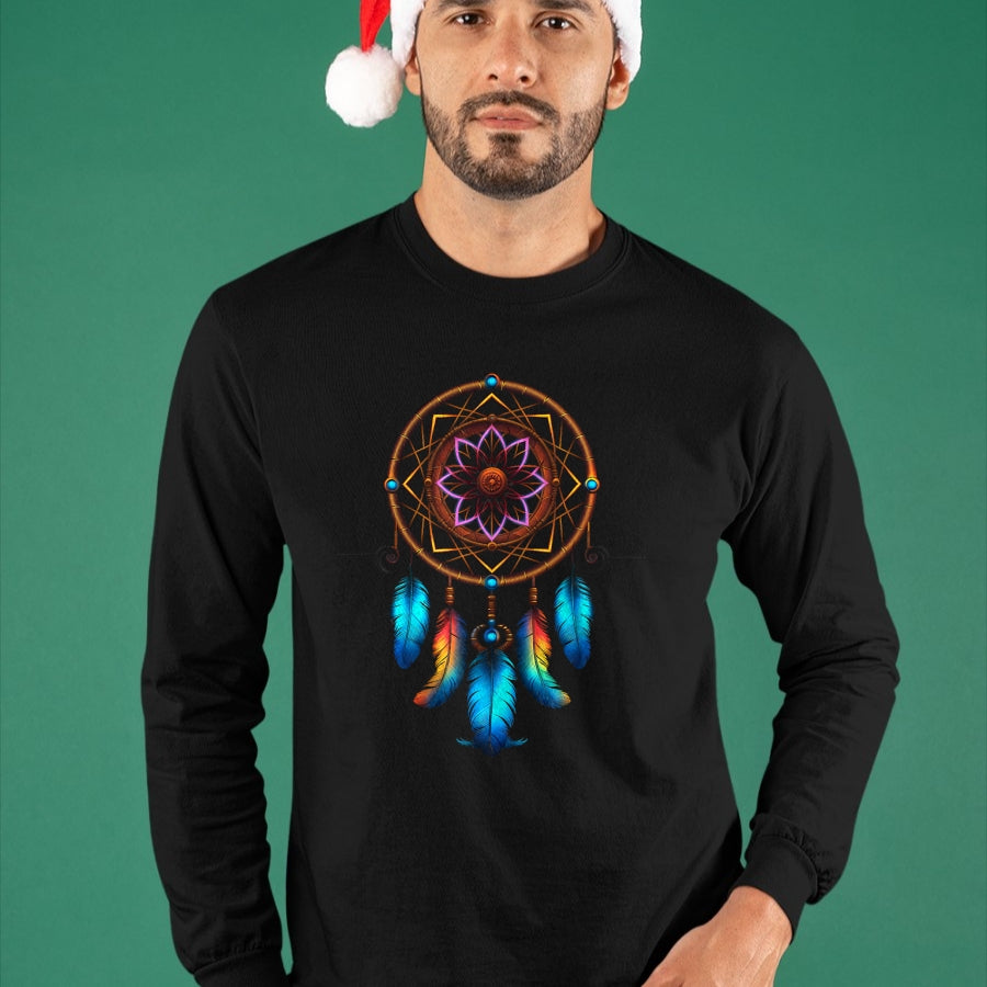 Native American T-Shirts, Vintage Native American Unisex T-Shirt/Hoodie/Sweatshirt HLT00 - American Flag - Colorful Dreamcatcher Feathers Tribal Native American Indian T-Shirt (1)