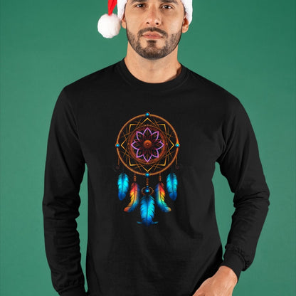 Native American T-Shirts, Vintage Native American Unisex T-Shirt/Hoodie/Sweatshirt HLT00 - American Flag - Colorful Dreamcatcher Feathers Tribal Native American Indian T-Shirt (1)