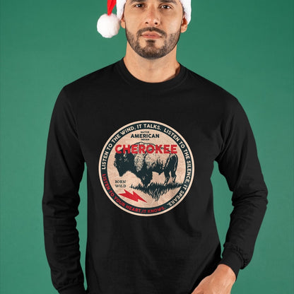 Native American T-Shirts, Vintage Native American Unisex T-Shirt/Hoodie/Sweatshirt HLT00 - American Flag - Cherokee Native American Indian Born Freedom Wild Buffalo T-Shirt (1)