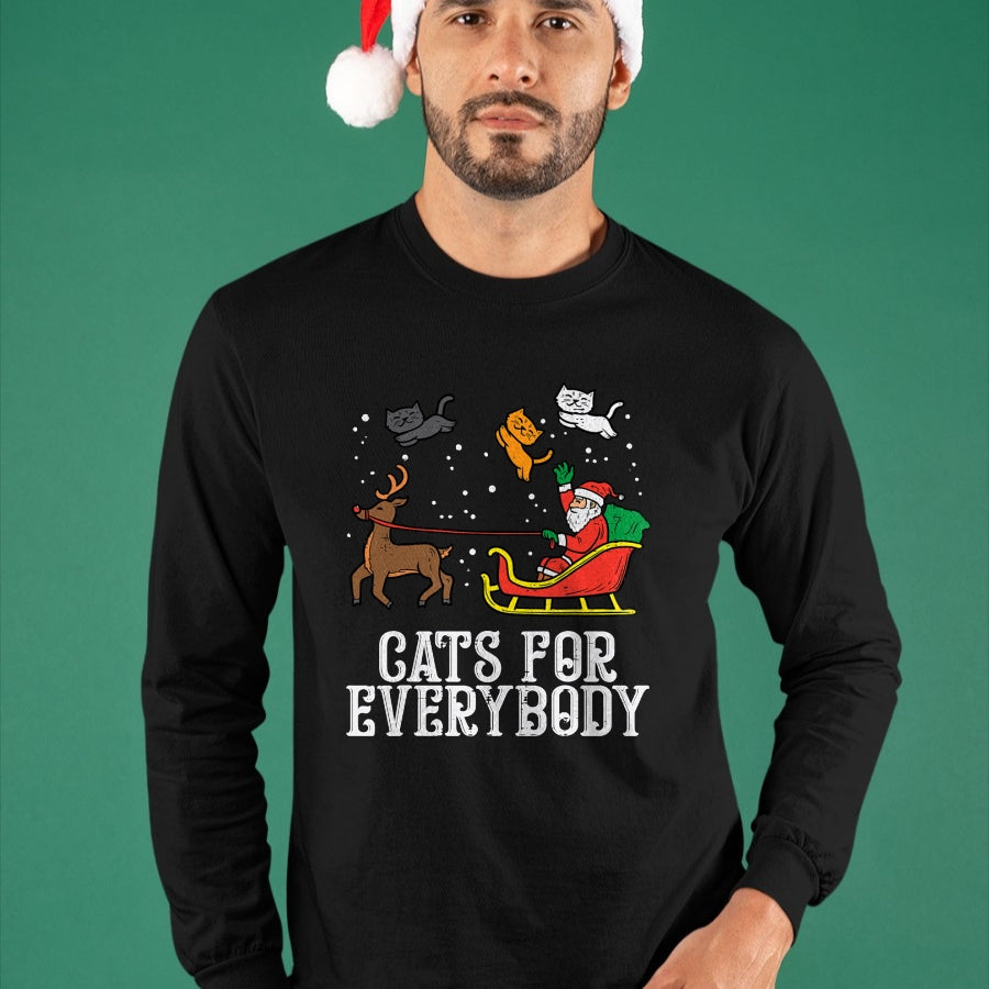 Cats For Everybody Christmas Cat Funny Xmas Women Santa T-Shirt - Christmas Unisex T-Shirt/Hoodie/Sweatshirt - HNDS00