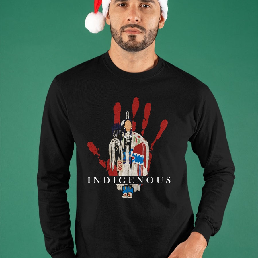 Native American T-Shirts, Vintage Native American Unisex T-Shirt/Hoodie/Sweatshirt HLT00 - Native American Indigenous Red Hand Indian Blood Themed T-Shirt (3)