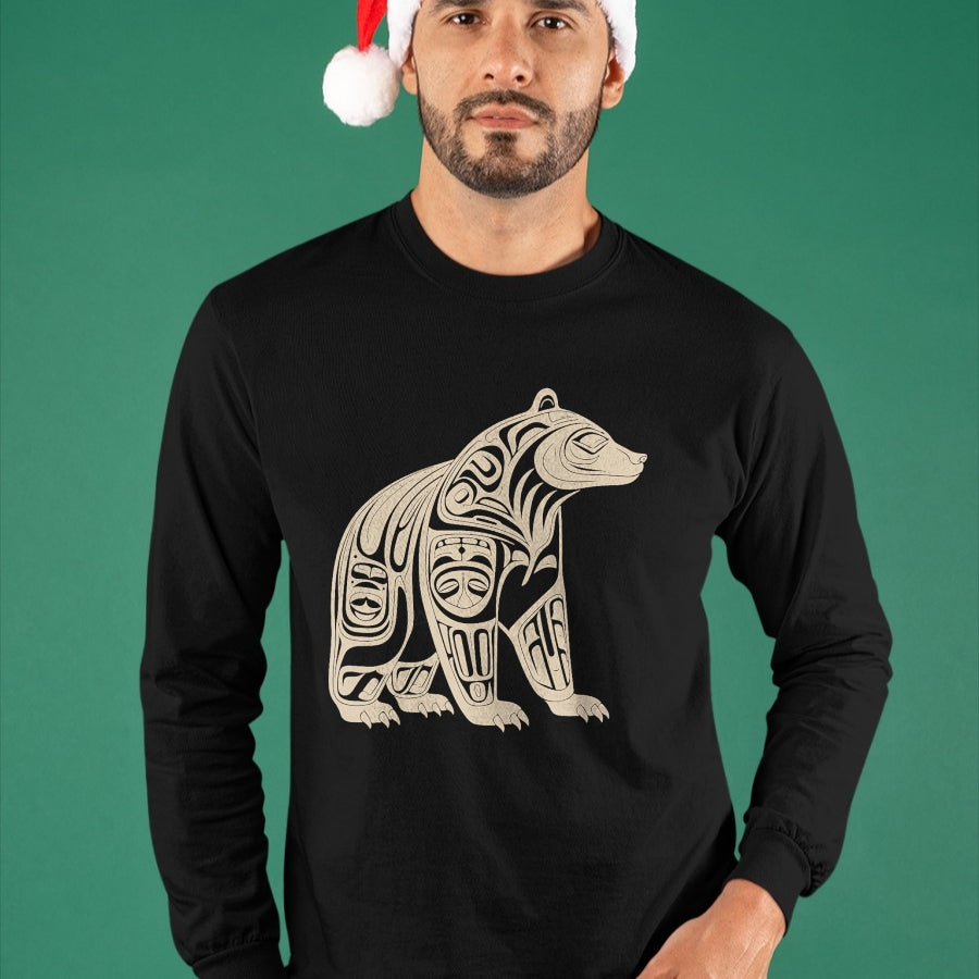 Native American T-Shirts, Vintage Native American Unisex T-Shirt/Hoodie/Sweatshirt HLT00 - American Flag - Bear Native Formline Art Salish Haida Tlingit Pacific Animal T-Shirt (1)