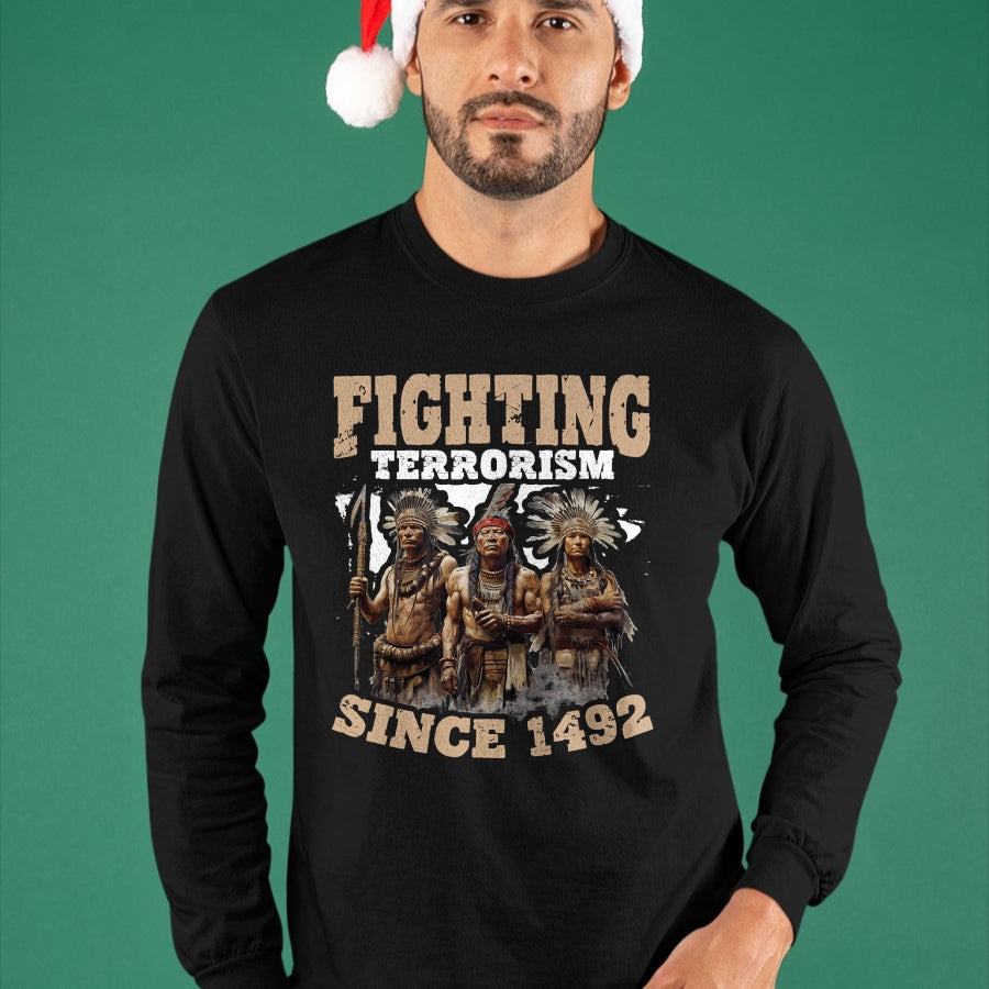 Native American T-Shirts, Vintage Native American Unisex T-Shirt/Hoodie/Sweatshirt HLT00 - Fighting Since 1492 Indian Tribes Native American Indigenous T-Shirt