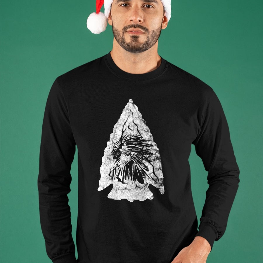 Native American T-Shirts, Vintage Native American Unisex T-Shirt/Hoodie/Sweatshirt HLT00 - American Flag - Arrowhead Hunter Indian Chief Relic Hunting Native American T-Shirt (1)