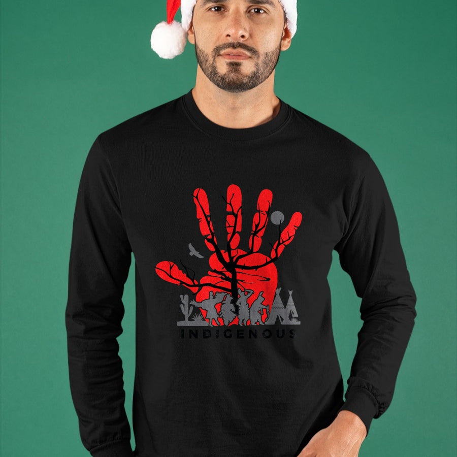 Native American T-Shirts, Vintage Native American Unisex T-Shirt/Hoodie/Sweatshirt HLT00 - Native American Indigenous Red Hand Indian Blood Themed T-Shirt (11)