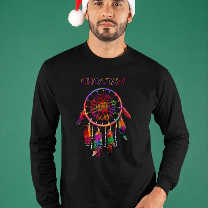 Native American T-Shirts, Vintage Native American Unisex T-Shirt/Hoodie/Sweatshirt HLT00 - American Flag - Choctaw Native American Indian Colorful Dreamcatcher Tribal T-Shirt