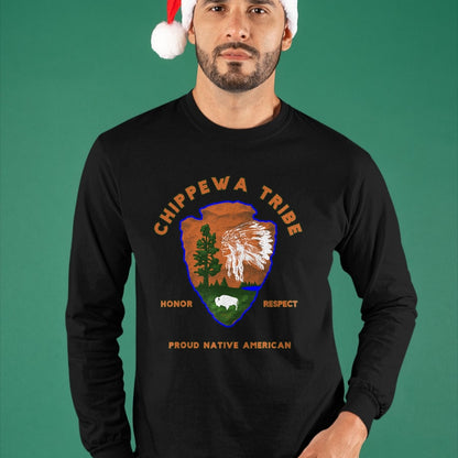 Native American T-Shirts, Vintage Native American Unisex T-Shirt/Hoodie/Sweatshirt HLT00 - American Flag - Chippewa Tribe Native American Indian Pride Respect Honor T-Shirt
