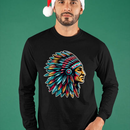 Native American T-Shirts, Vintage Native American Unisex T-Shirt/Hoodie/Sweatshirt HLT00 - Native American Indian Headdress Chief Feathers Indigenous T-Shirt (1)