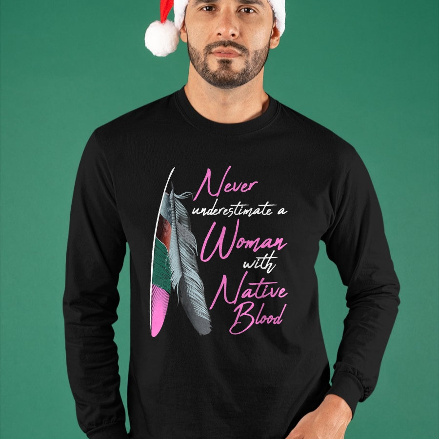 Native American T-Shirts, Vintage Native American Unisex T-Shirt/Hoodie/Sweatshirt HLT00 - Native American Indian A Woman With Native Blood T-Shirt (1)