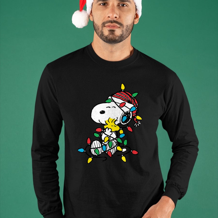 Peanuts - Snoopy Woodstock Christmas Lights T-Shirt - Christmas Unisex T-Shirt/Hoodie/Sweatshirt - HNDS00