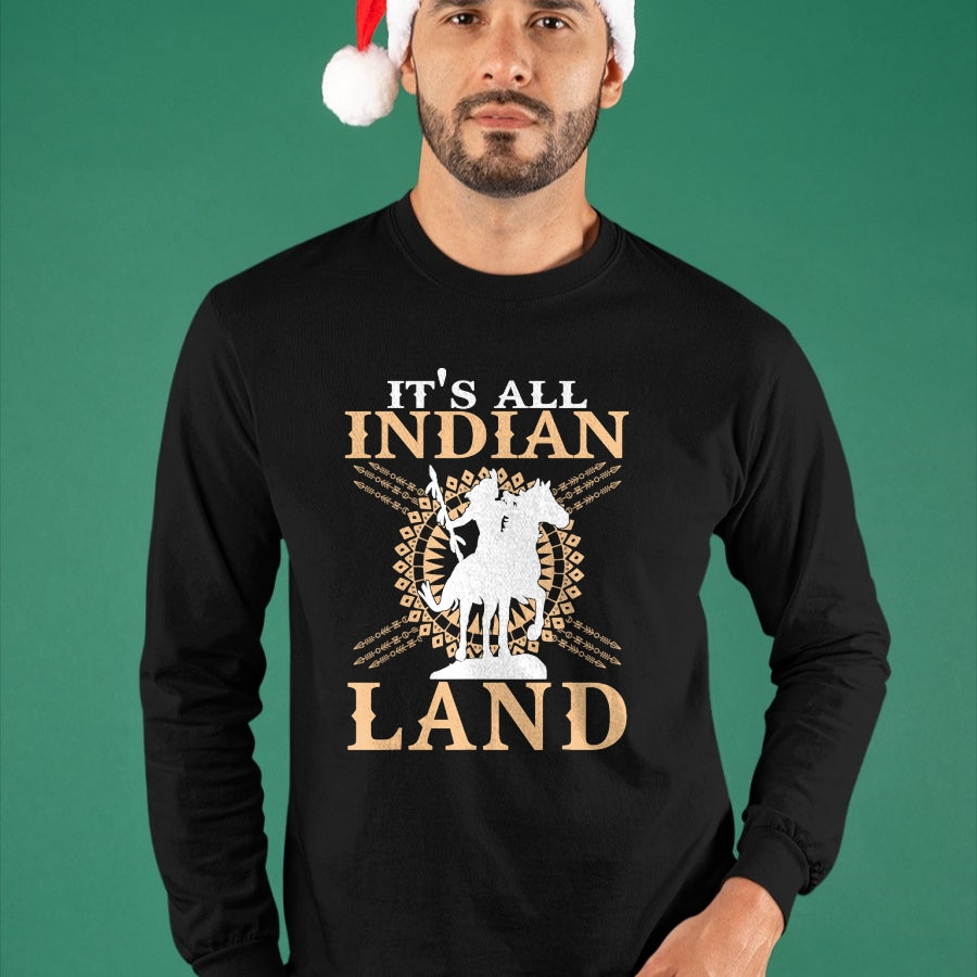 Native American T-Shirts, Vintage Native American Unisex T-Shirt/Hoodie/Sweatshirt HLT00 - Native American Tee It's All Indian Land Native Immigrants T-Shirt (1)