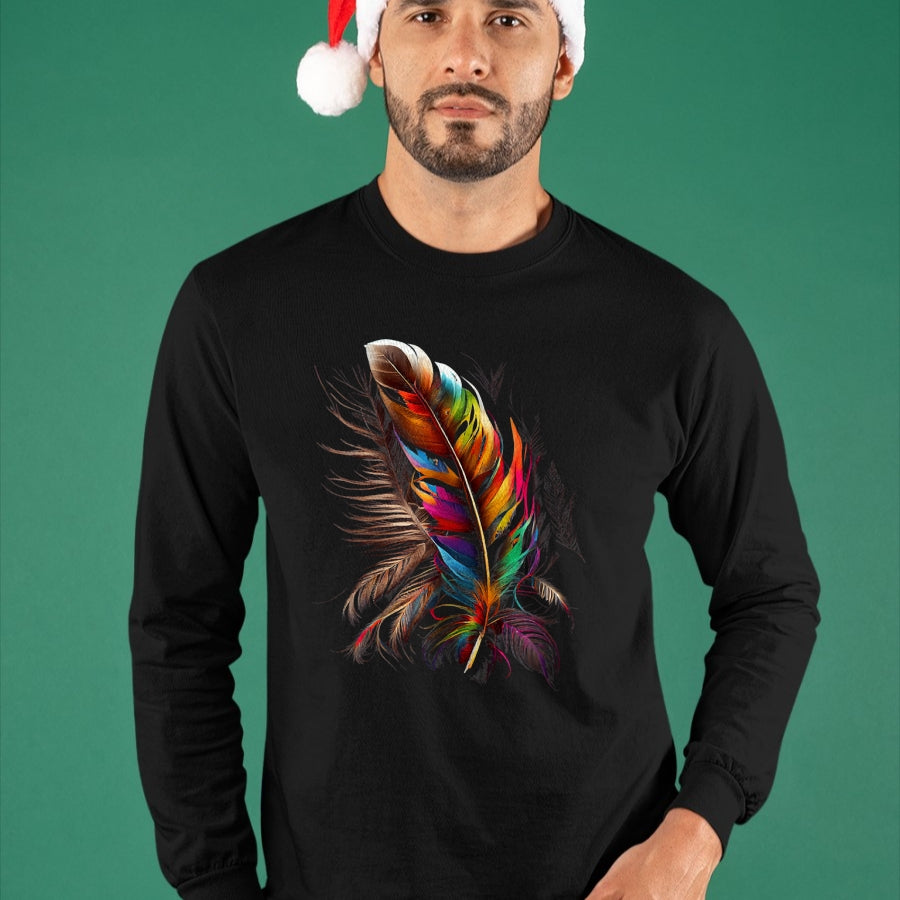 Native American T-Shirts, Vintage Native American Unisex T-Shirt/Hoodie/Sweatshirt HLT00 - Feather Southwest Native American Indian Tribal Art Graphic T-Shirt (1)