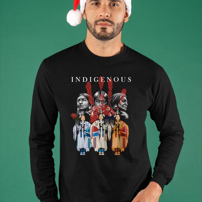 Native American T-Shirts, Vintage Native American Unisex T-Shirt/Hoodie/Sweatshirt HLT00 - Native American Indigenous Red Hand Indian Blood Themed Long Sleeve T-Shirt (1)