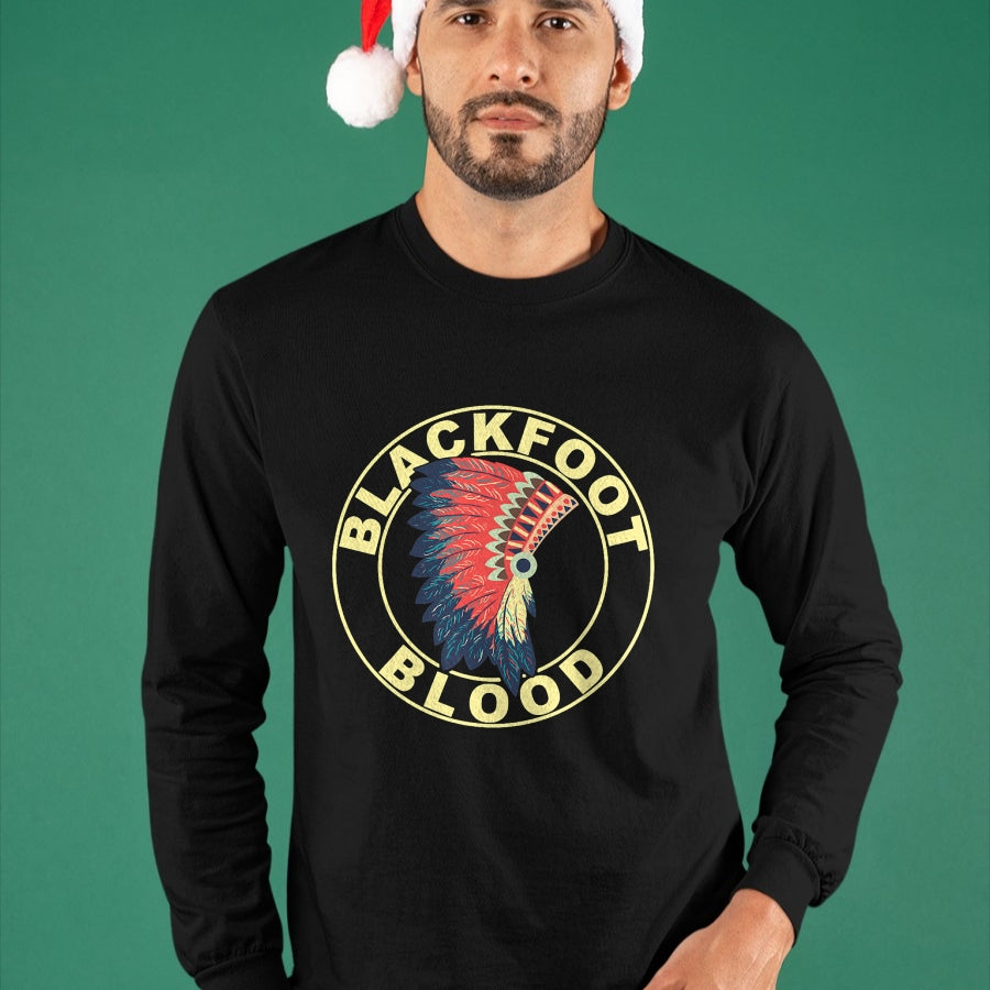 Native American T-Shirts, Vintage Native American Unisex T-Shirt/Hoodie/Sweatshirt HLT00 - American Flag - Blackfoot Blood Native American Headdress Blackfoot Tribe T-Shirt