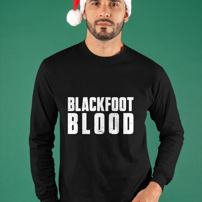 Native American T-Shirts, Vintage Native American Unisex T-Shirt/Hoodie/Sweatshirt HLT00 - American Flag - Blackfoot Blood for Proud Native American Blackfoot Tribe Long Sleeve T-Shirt
