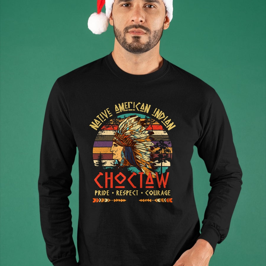 Native American T-Shirts, Vintage Native American Unisex T-Shirt/Hoodie/Sweatshirt HLT00 - American Flag - Choctaw Native American Indian Pride Indigenous Tribe T-Shirt